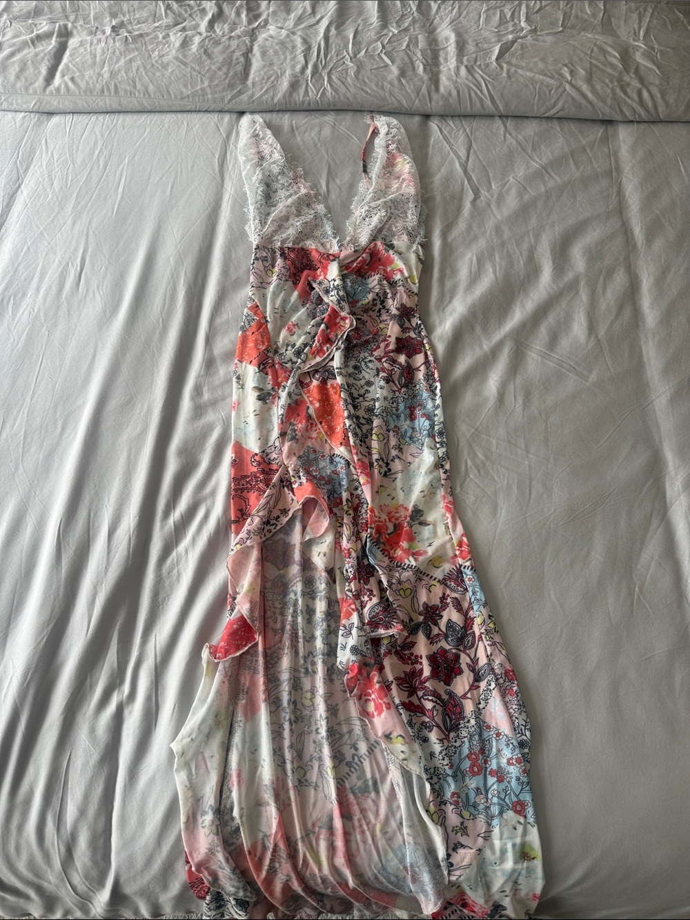 Floral V-Neck Ruffled Maxi Dress in Multicolor